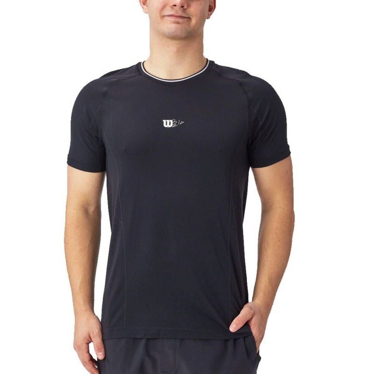 Men’s Short Sleeve T-Shirt Wilson Wilson Team Seamless Crew Black Padel