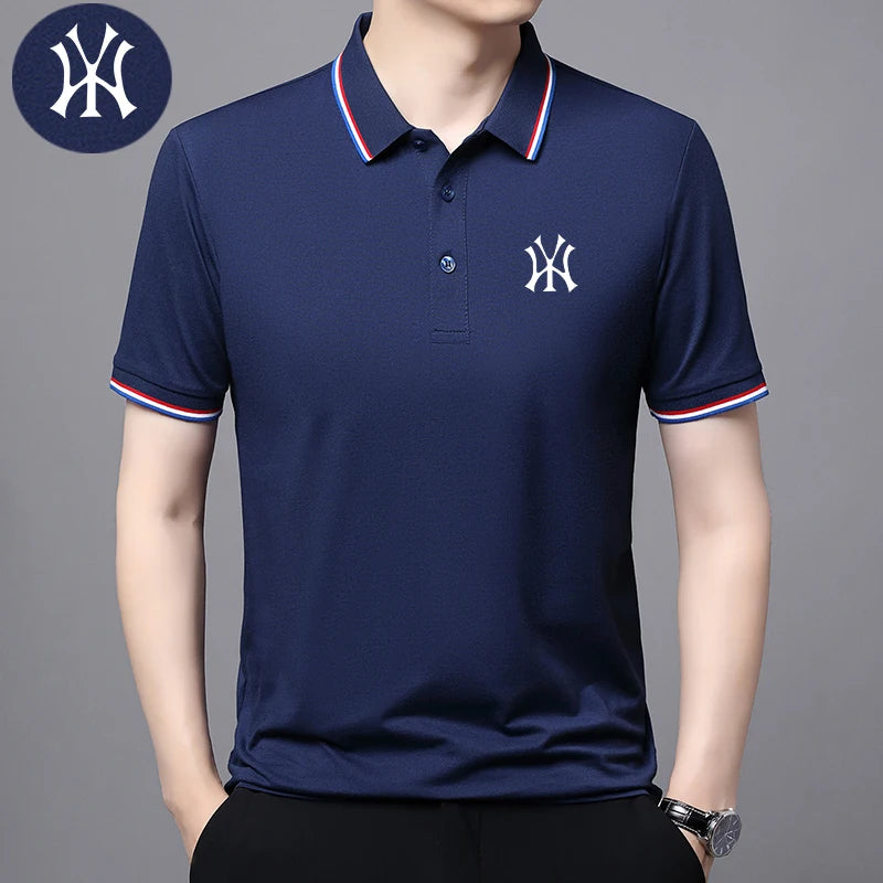 Men's Polo Shirt with Exquisite Embroidery Logo on the Chest in Summer Cool Business and Casual Style Comfortable Breathability
