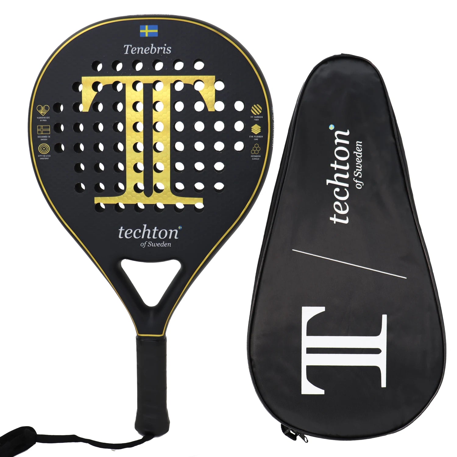 Raquete de Padel Fibra de Carbono 3K/12K com Capa