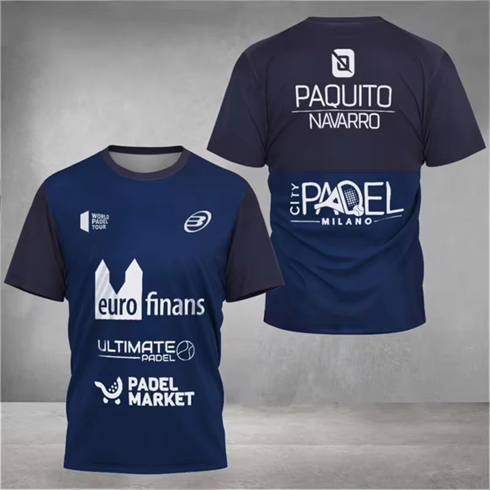 Men's Trend Padel T-shirt Element Print Pattern Ultra-thin Short Sleeve Men's Fashion Tennis Breathable Boutique Fitness Top