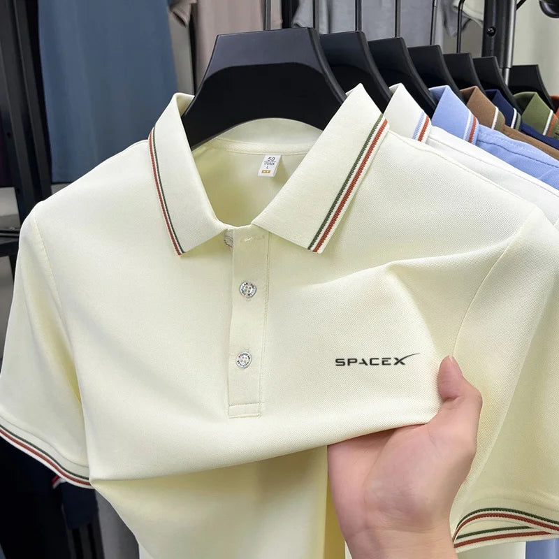 Men's Polo Shirt Breathable Casual Business Ice Feel Quick Dry Short Sleeve Summer Light Soft Anti-wrinkle Shirt Premium Style