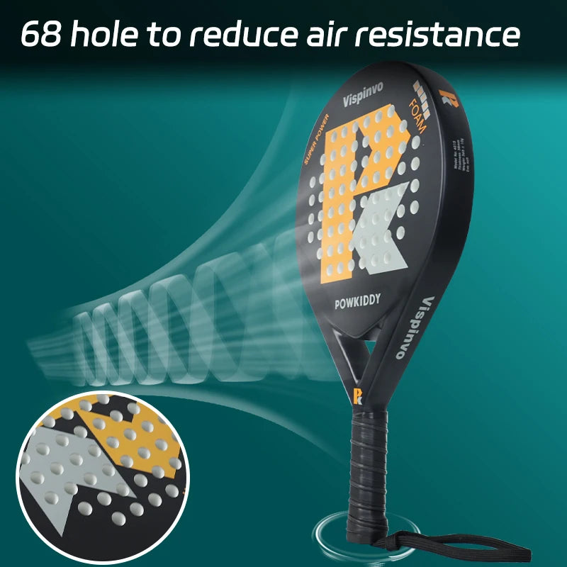POWKIDDY Tennis Racket | Padel Racket, Made of Ultra Light Carbon Fiber Material, with Strong Elasticity and Good Quality