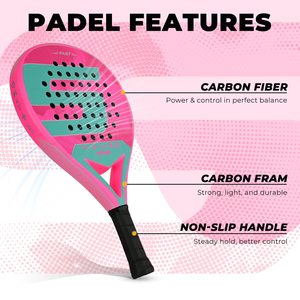 Padel Racket Full Carbon Padel Accessories with EVA Memory for Beginner Padel Tennis Racquets Lightweight Sports Equipment