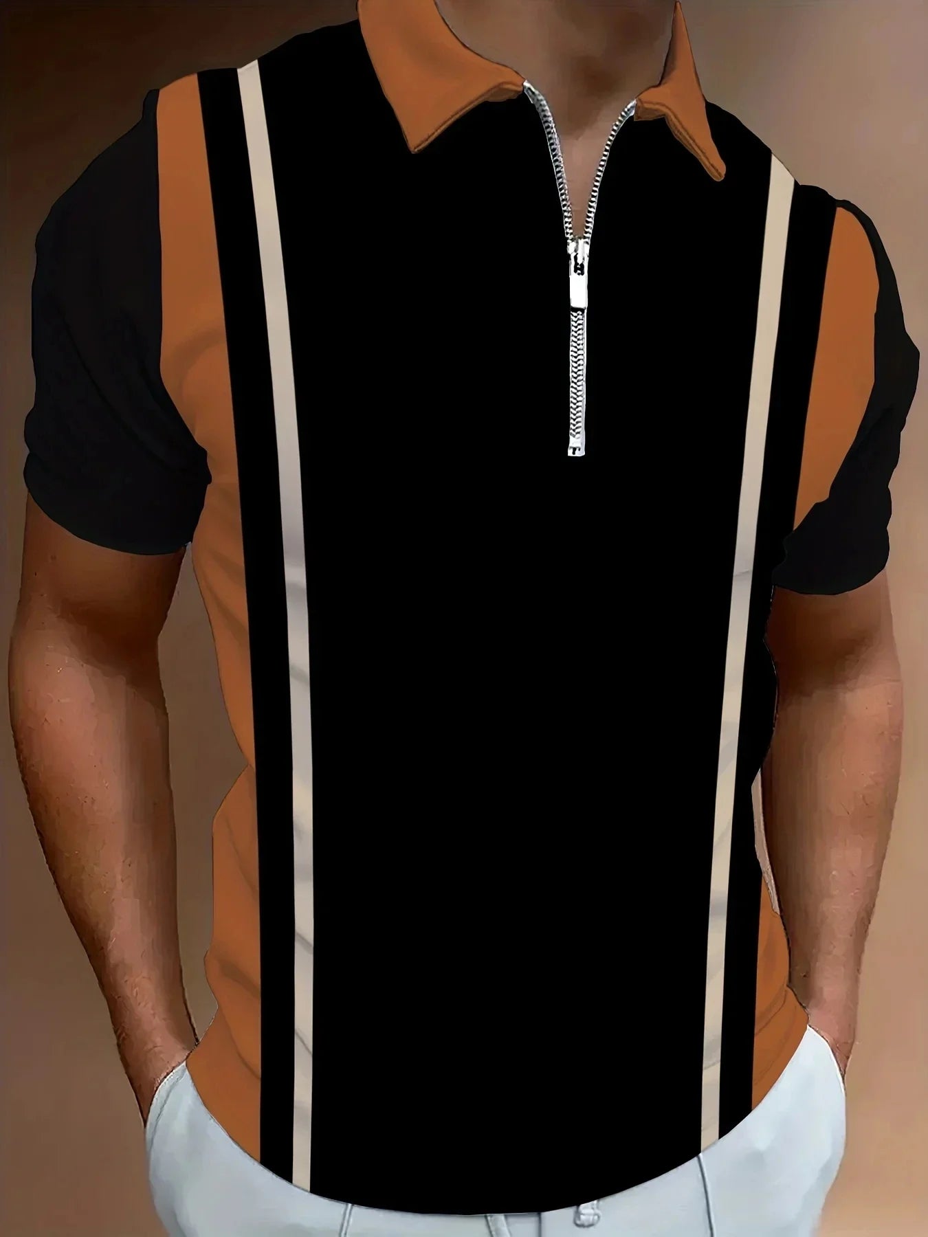 Men's Polo Shirt Fashionable Pocket Comfortable Contesting Color 3D Digital Printing Summer Outdoor Wear Popular Casual Clothing