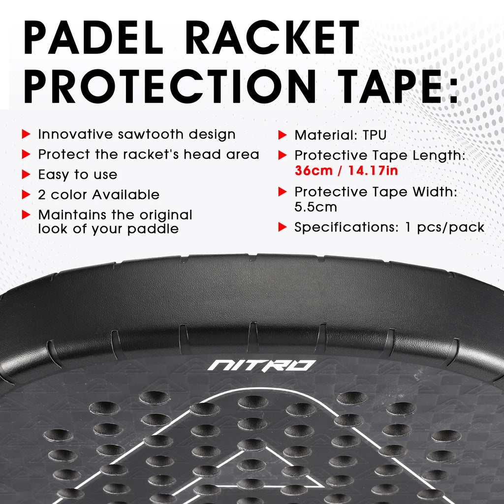 Padel Frame Protector,Padel Racket Protector (1/2/6Pack)Padel Accesories,Racket Protector,Easy to Replace-Dimensions 360 x 55 mm