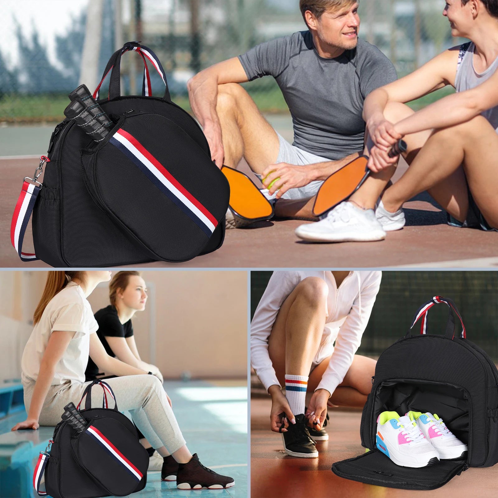 Multi-Sport Equipment Backpack Adjustable Paddle Bag for Pickleball Tennis & Racquetball Large Capacity Storage for Men & Women