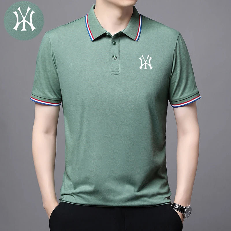 Men's Polo Shirt with Exquisite Embroidery Logo on the Chest in Summer Cool Business and Casual Style Comfortable Breathability