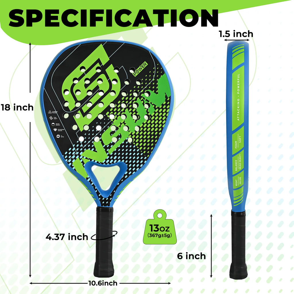 Padel Racket Carbon Fiber Diamond Shape EVA Core Power Control Padel Tennis Racquet for Advanced Players