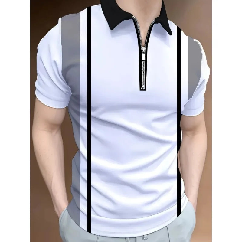 Men's Polo Shirt Fashionable Pocket Comfortable Contesting Color 3D Digital Printing Summer Outdoor Wear Popular Casual Clothing