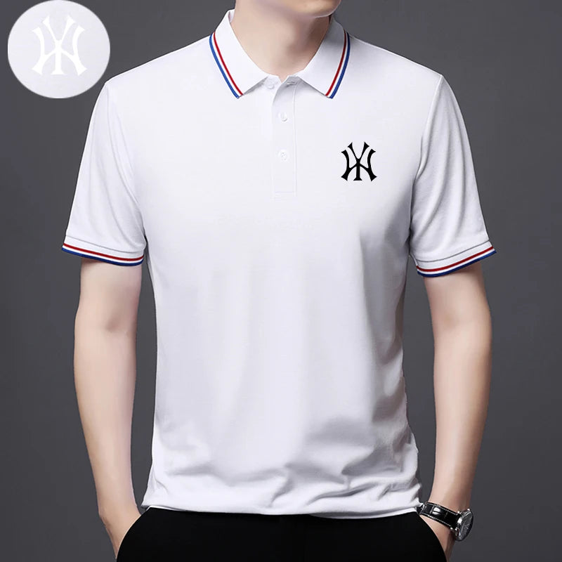 Men's Polo Shirt with Exquisite Embroidery Logo on the Chest in Summer Cool Business and Casual Style Comfortable Breathability