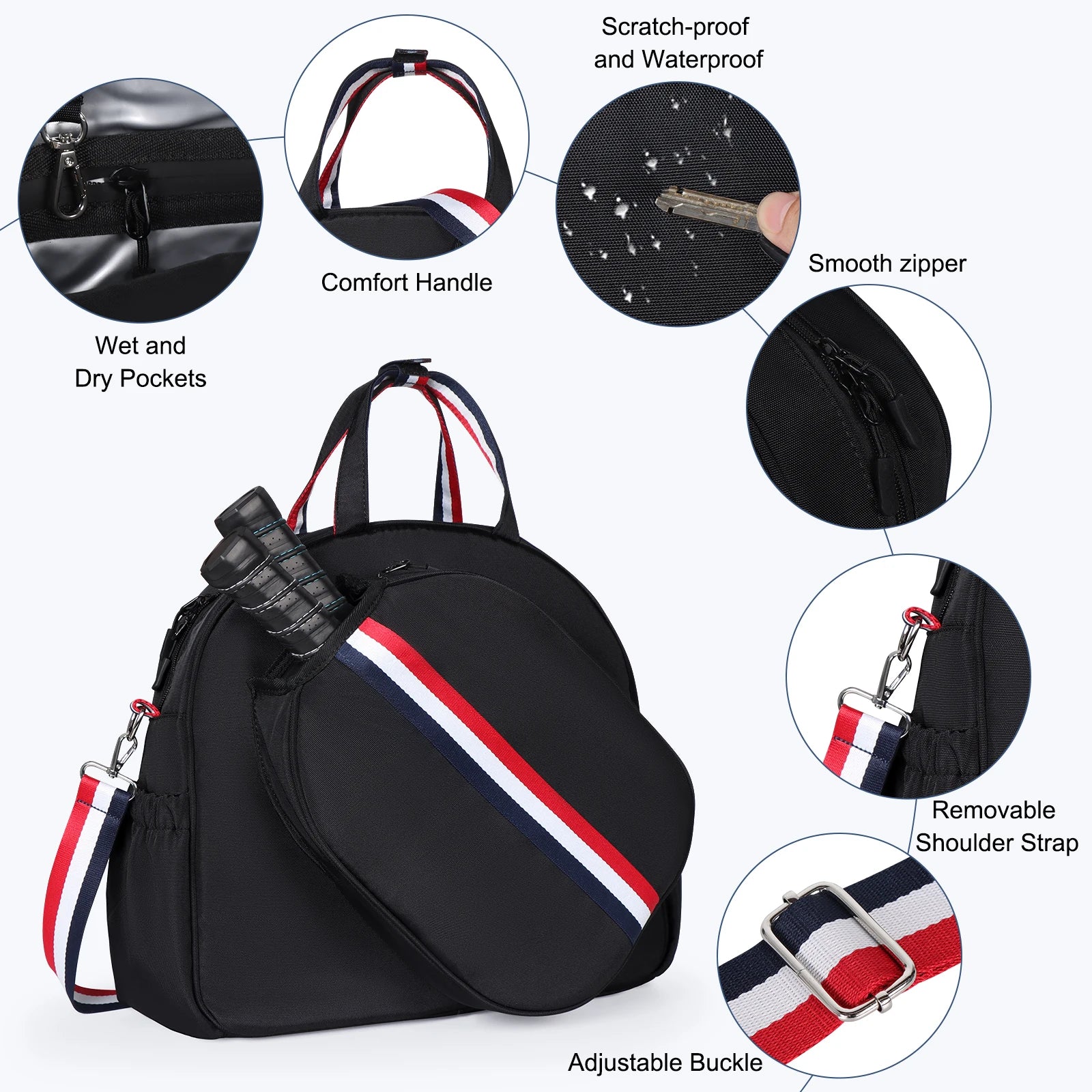 Multi-Sport Equipment Backpack Adjustable Paddle Bag for Pickleball Tennis & Racquetball Large Capacity Storage for Men & Women