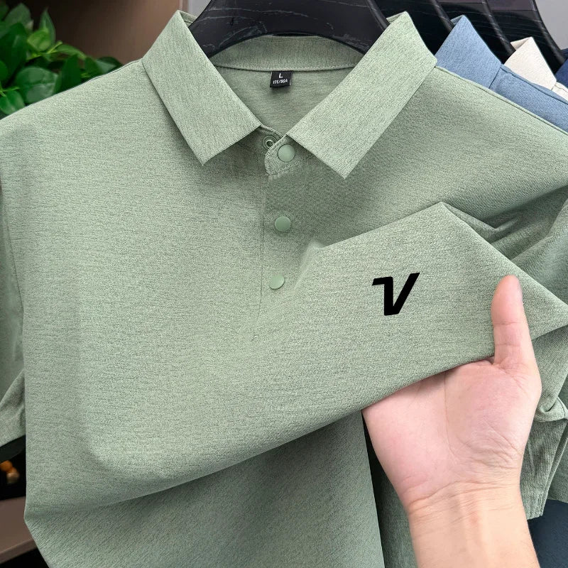 Men's Golf Polo Shirt Printed Short Sleeve Fashion Brand Top Summer New Cool and Comfortable Casual Collar Solid Color T-shirt