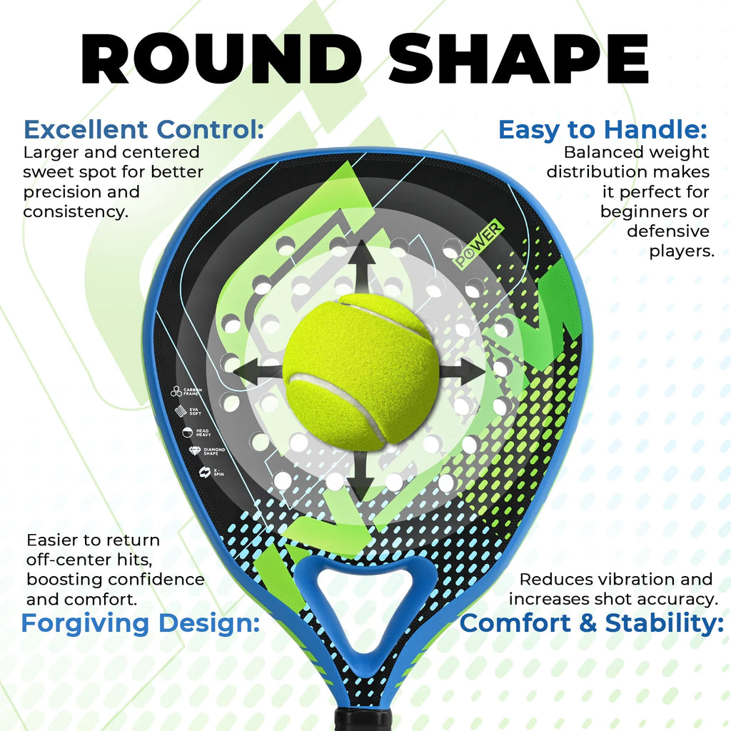 Padel Racket Carbon Fiber Diamond Shape EVA Core Power Control Padel Tennis Racquet for Advanced Players