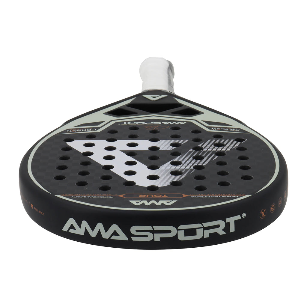 AMASPORT Padel Racket 12K Carbon EVA Soft Midium Balance Padel Paddle Tear Shape for Advanced Players Paddle Tennis Racket