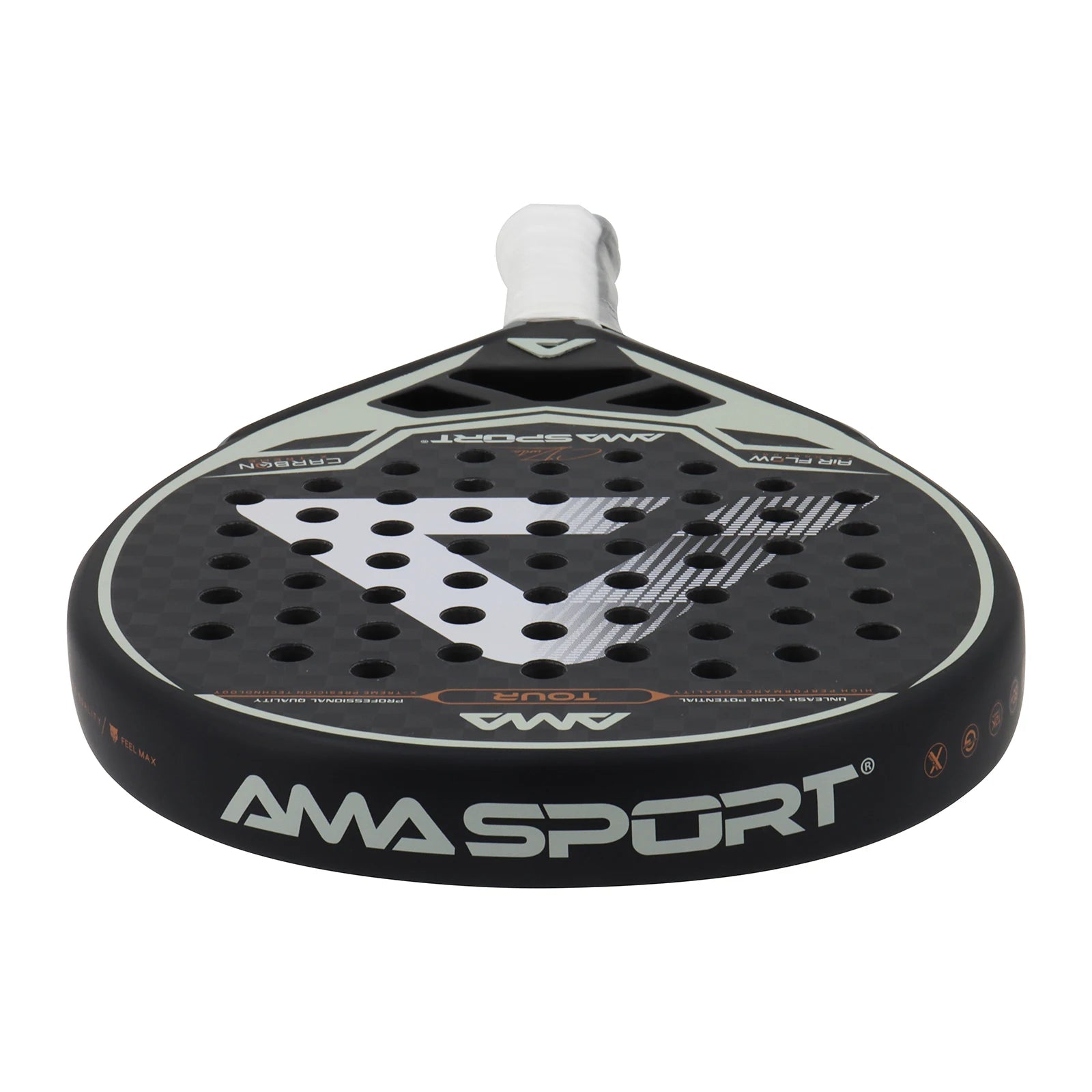 AMASPORT Padel Racket 12K Carbon EVA Soft Midium Balance Padel Paddle Tear Shape for Advanced Players Paddle Tennis Racket