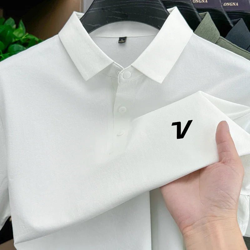 Men's Golf Polo Shirt Printed Short Sleeve Fashion Brand Top Summer New Cool and Comfortable Casual Collar Solid Color T-shirt
