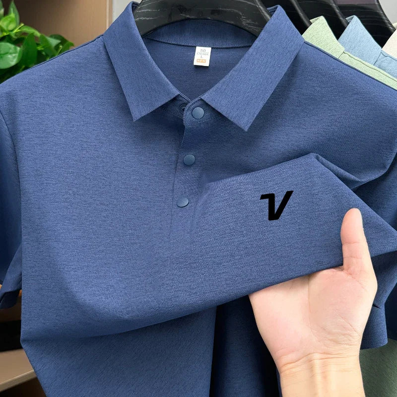 Men's Golf Polo Shirt Printed Short Sleeve Fashion Brand Top Summer New Cool and Comfortable Casual Collar Solid Color T-shirt