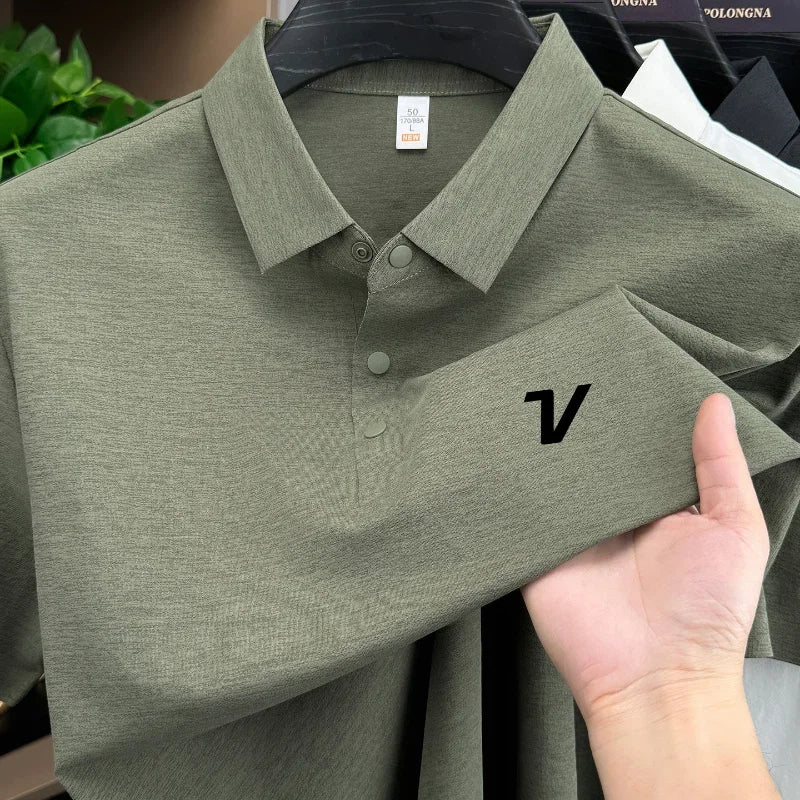 Men's Golf Polo Shirt Printed Short Sleeve Fashion Brand Top Summer New Cool and Comfortable Casual Collar Solid Color T-shirt