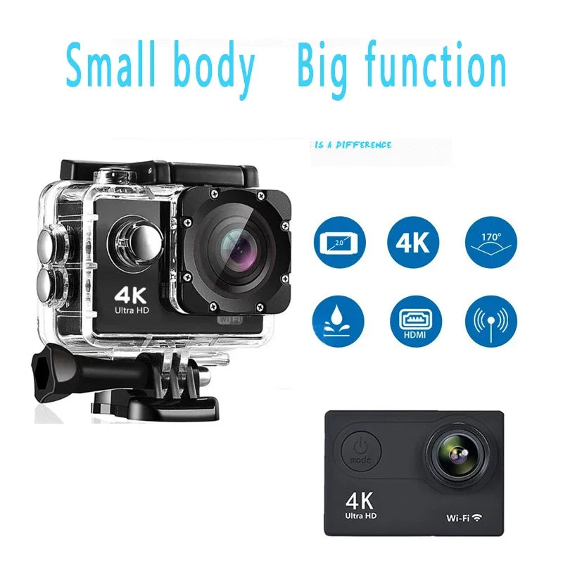 Câmara de Ação Ultra HD 4K 30fps WiFi Impermeável