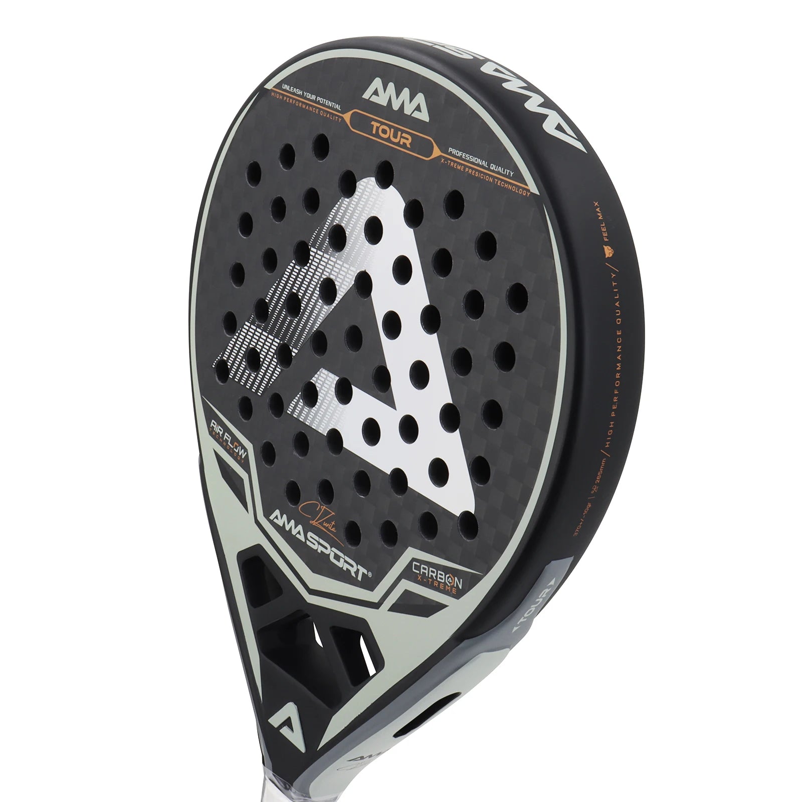 AMASPORT Padel Racket 12K Carbon EVA Soft Midium Balance Padel Paddle Tear Shape for Advanced Players Paddle Tennis Racket