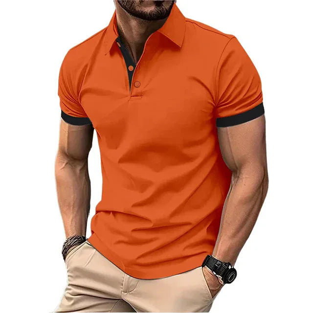 Men's Polo Shirt Short Sleeve Casual Slim Fit Color Blocking T-shirts England Style Streetwear Polos for Men's Fashion