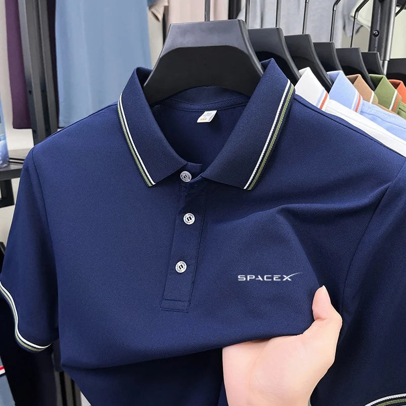 Men's Polo Shirt Breathable Casual Business Ice Feel Quick Dry Short Sleeve Summer Light Soft Anti-wrinkle Shirt Premium Style