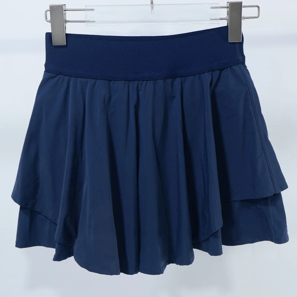 Women's Tennis Skirt with Built-in Shorts, Anti-slip Liner, Side Ball Pockets-Quick Dry Layered Athletic Skort for Golf, Running