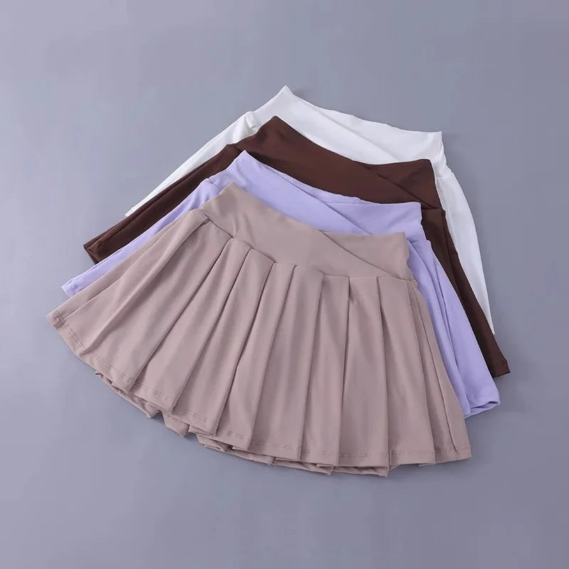 Women Tennis Pleated Skirt High Waisted Athletic Golf Skorts Workout   Sports Skirts With Shorts For Women