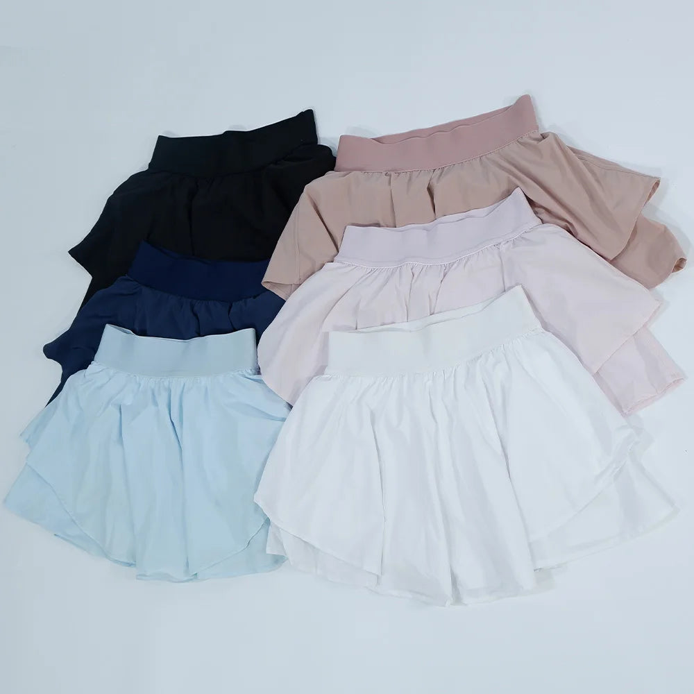 Women's Tennis Skirt with Built-in Shorts, Anti-slip Liner, Side Ball Pockets-Quick Dry Layered Athletic Skort for Golf, Running