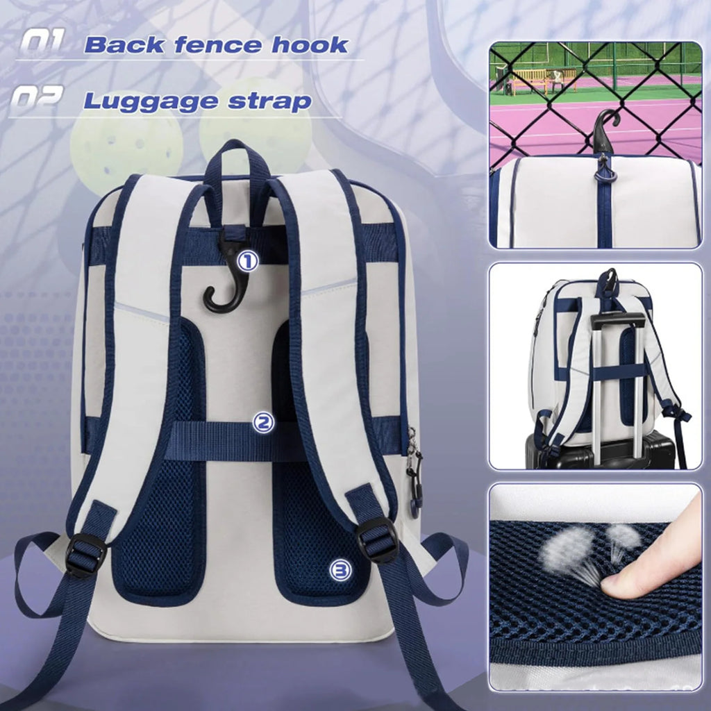 Pickleball Racket Bag Outdoor Portable Double Shoulder Racket Bag Tennis Training Backpack Racquet with Shoe Compartment