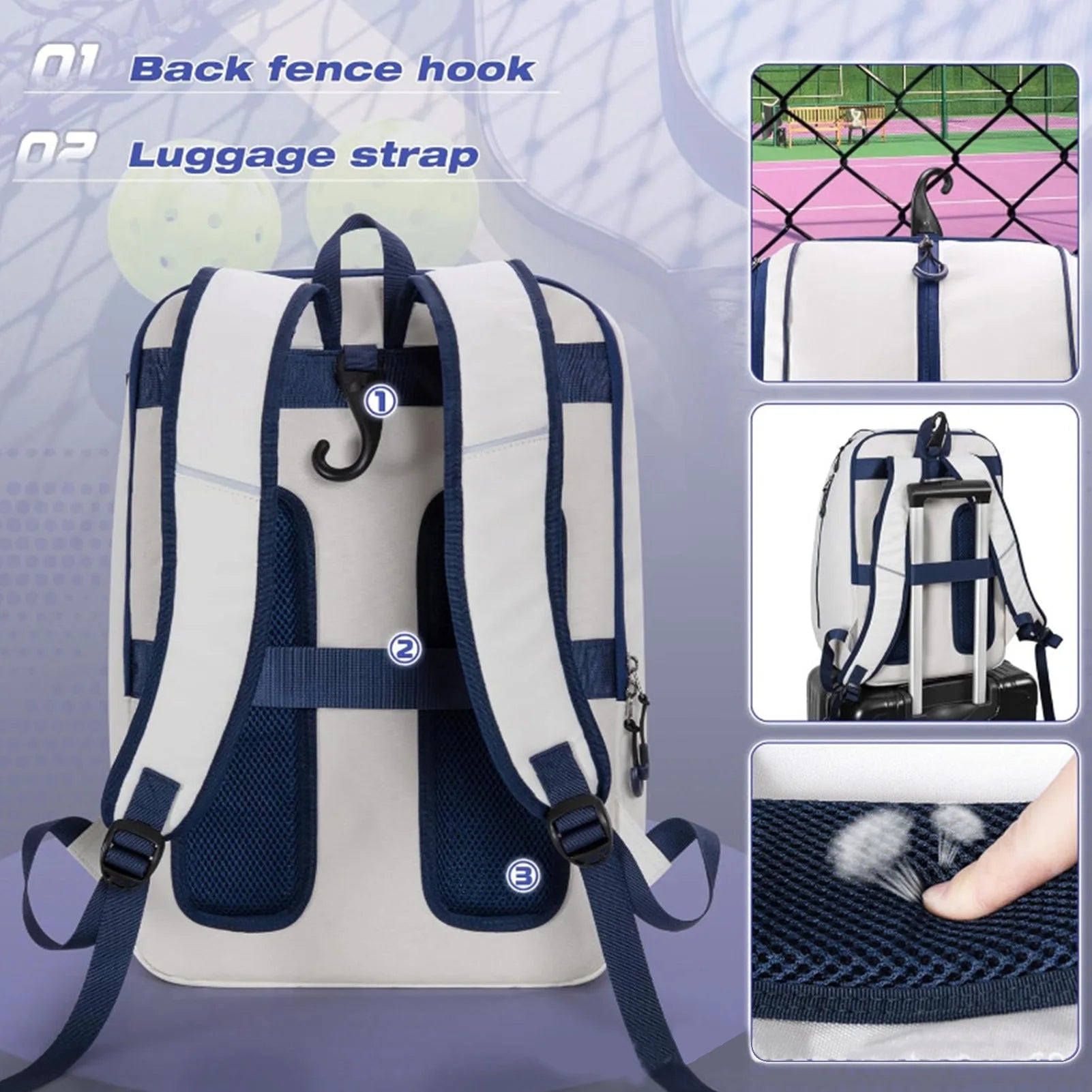 Pickleball Racket Bag Outdoor Portable Double Shoulder Racket Bag Tennis Training Backpack Racquet with Shoe Compartment