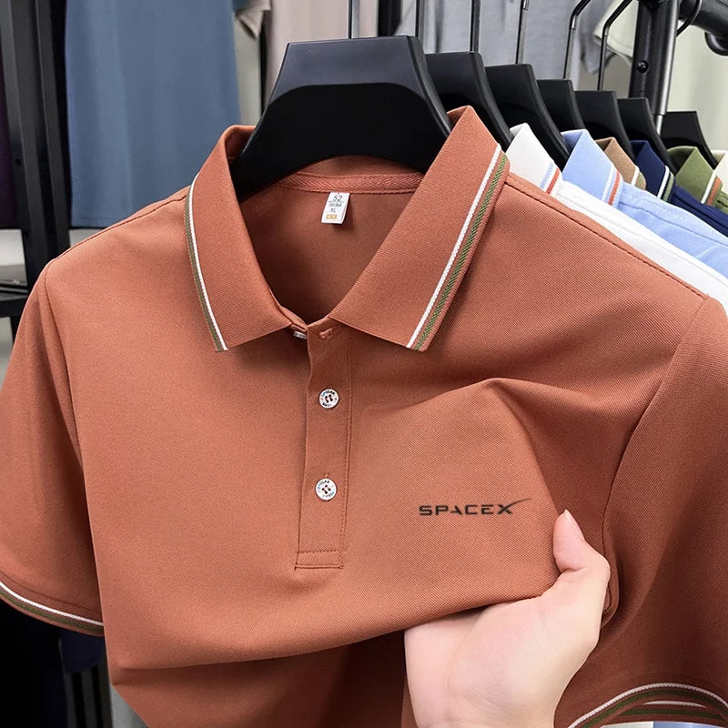 Men's Polo Shirt Breathable Casual Business Ice Feel Quick Dry Short Sleeve Summer Light Soft Anti-wrinkle Shirt Premium Style