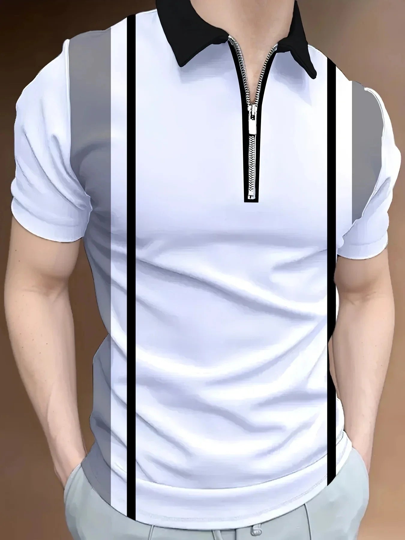 Men's Polo Shirt Fashionable Pocket Comfortable Contesting Color 3D Digital Printing Summer Outdoor Wear Popular Casual Clothing