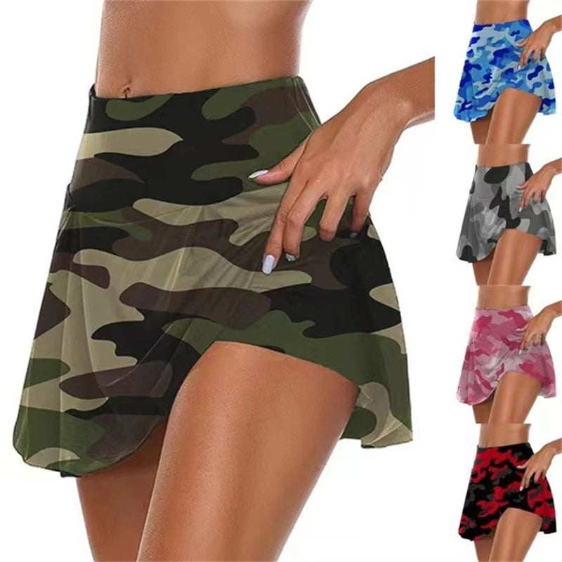Tennis for Women Dance Fitness Solid Sports Skirts Women Tennis Running Skort Active Athletic Yoga Fitness Skirt Short