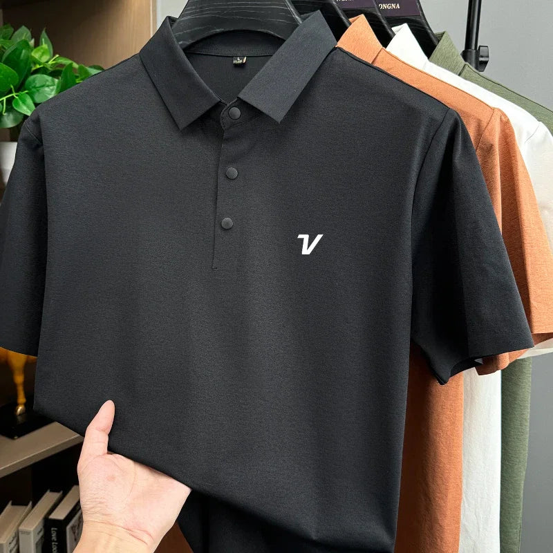 Men's Golf Polo Shirt Printed Short Sleeve Fashion Brand Top Summer New Cool and Comfortable Casual Collar Solid Color T-shirt