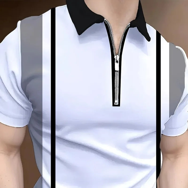 Men's Polo Shirt Fashionable Pocket Comfortable Contesting Color 3D Digital Printing Summer Outdoor Wear Popular Casual Clothing
