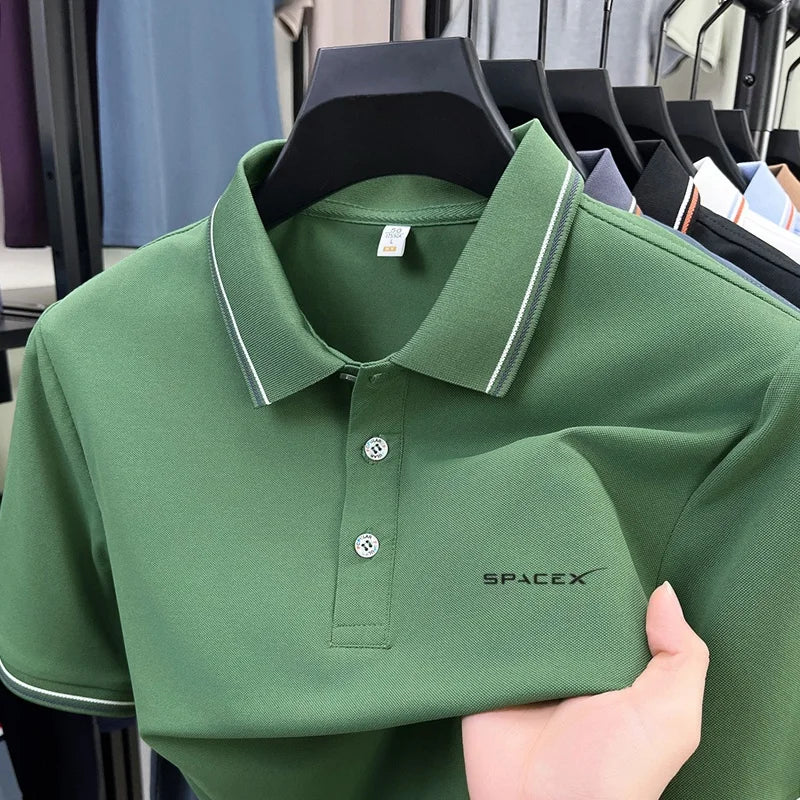 Men's Polo Shirt Breathable Casual Business Ice Feel Quick Dry Short Sleeve Summer Light Soft Anti-wrinkle Shirt Premium Style