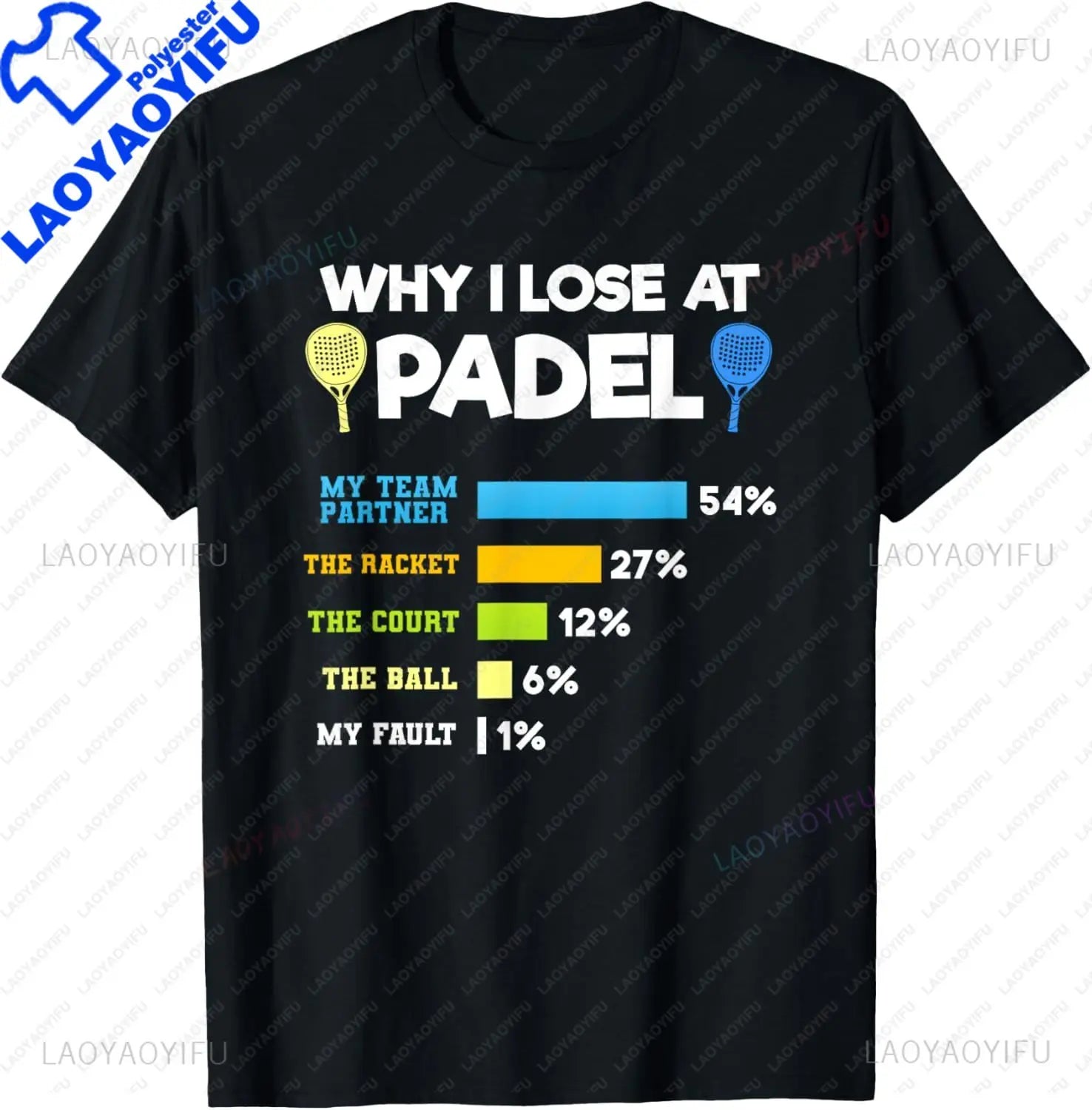 Padel Paddle Tennis Racquet Ball Why I Lose At Padel T-Shirt Custom Printed Graphic T Shirts Graphic T Shirts Camisas Streetwear