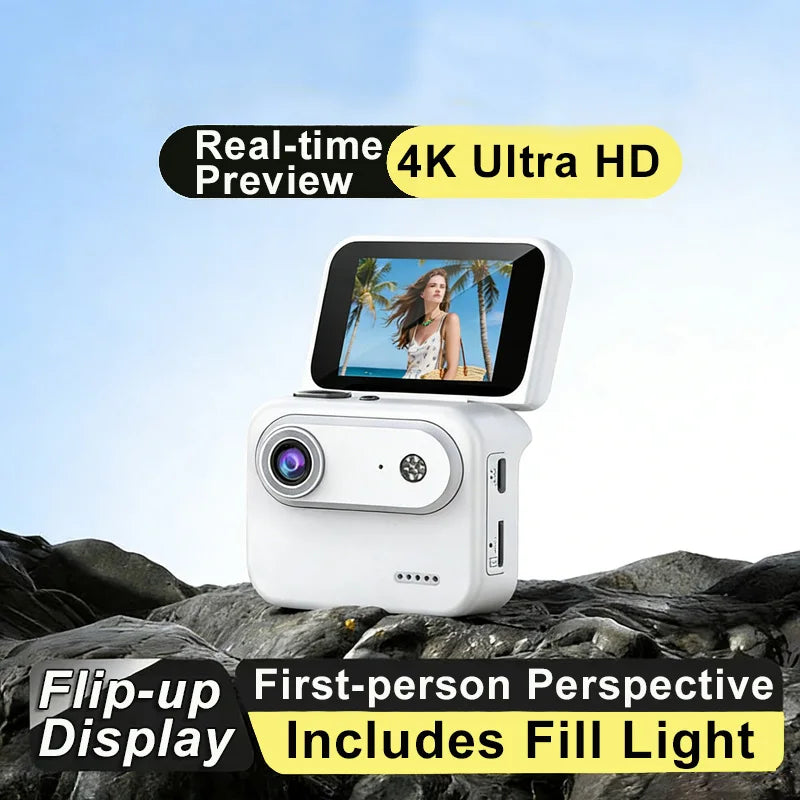 Câmara de Ação 4K com Ecrã Flip - Ideal para VLOG