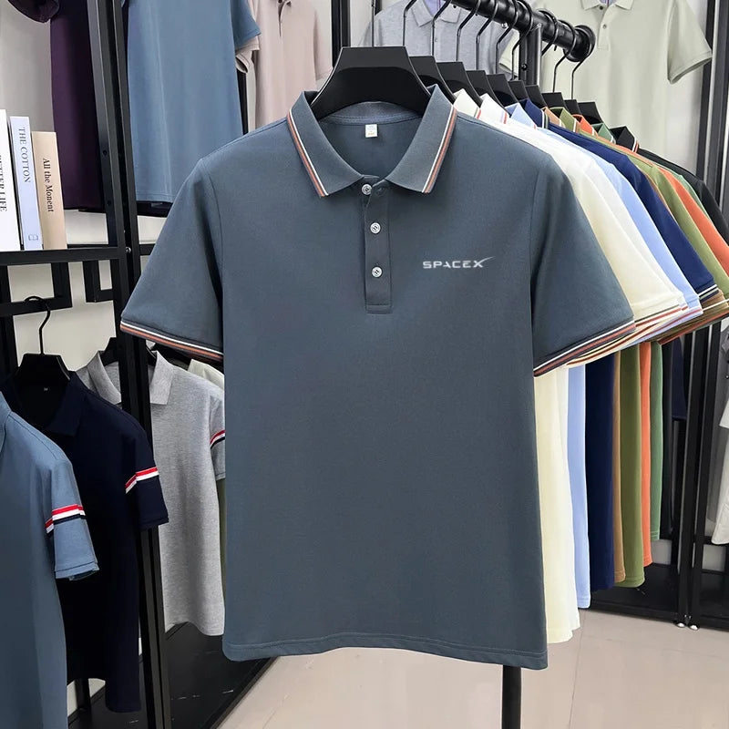 Men's Polo Shirt Breathable Casual Business Ice Feel Quick Dry Short Sleeve Summer Light Soft Anti-wrinkle Shirt Premium Style