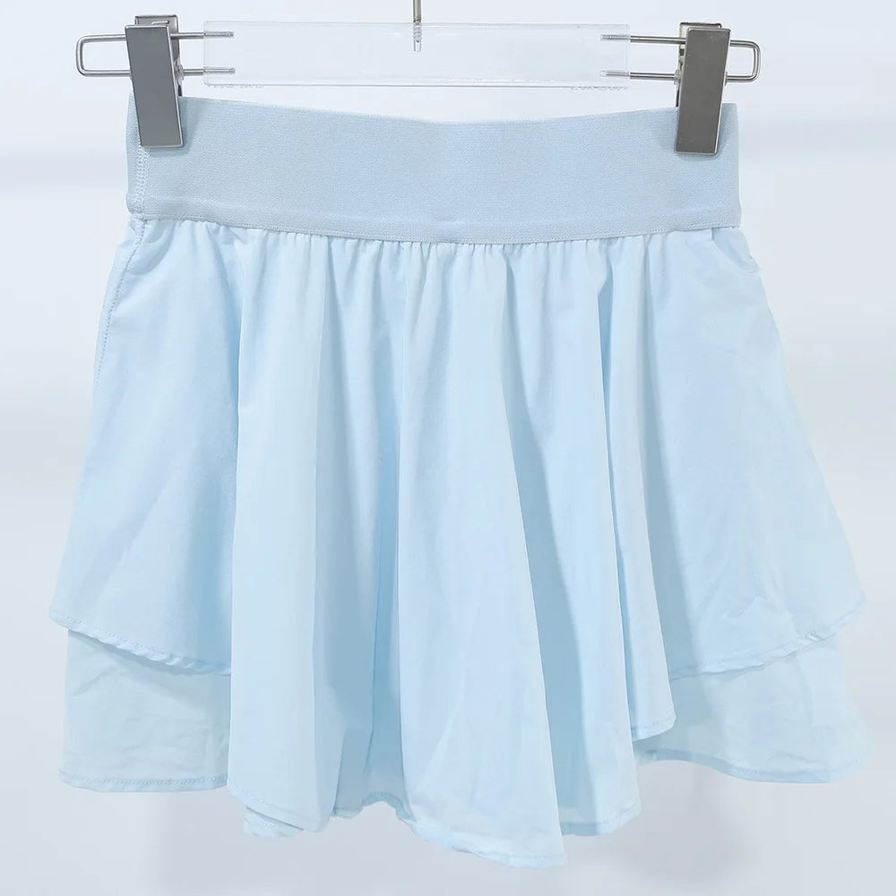 Women's Tennis Skirt with Built-in Shorts, Anti-slip Liner, Side Ball Pockets-Quick Dry Layered Athletic Skort for Golf, Running