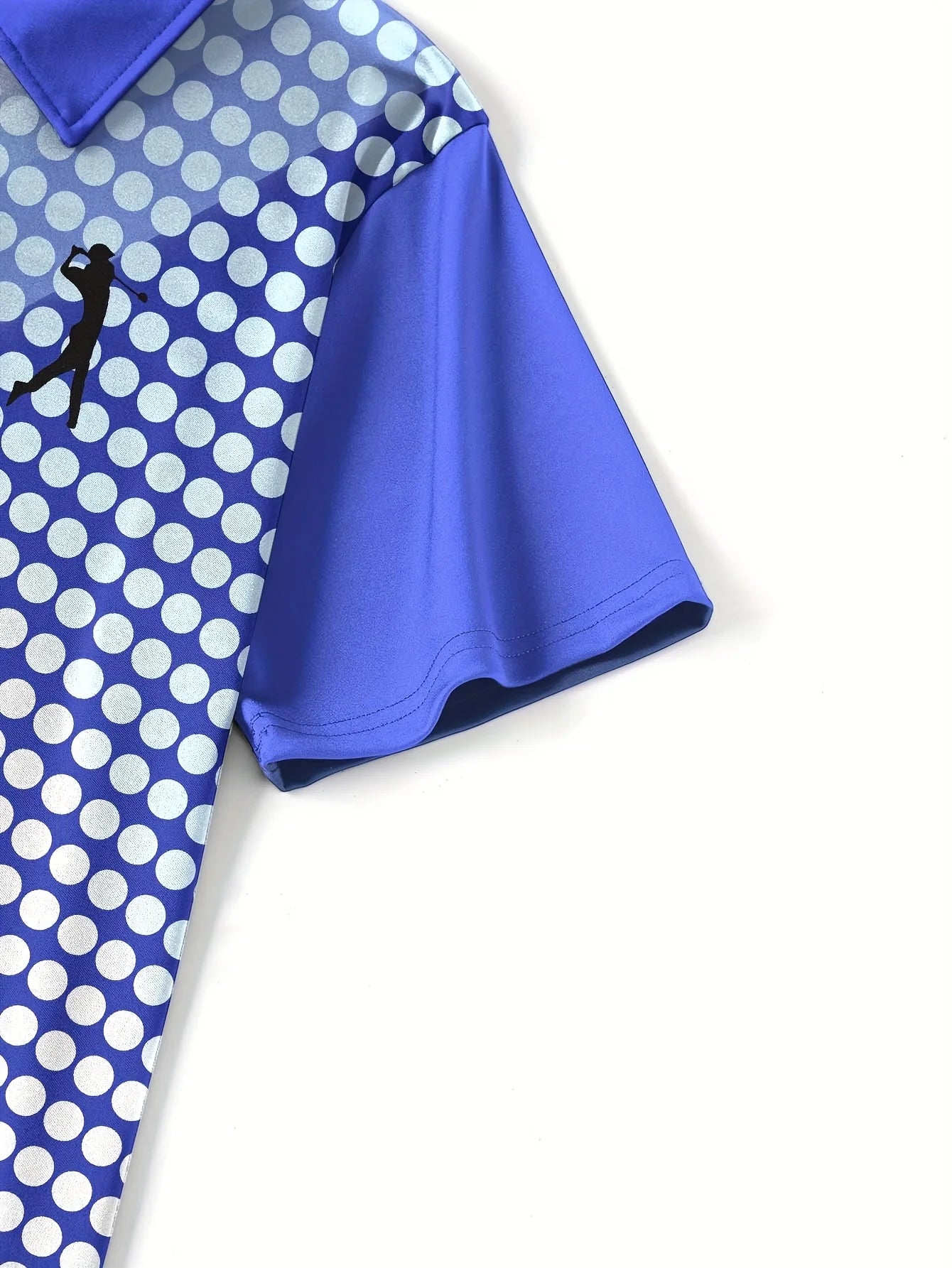 Men's Golf Polo Shirt, Featuring A Fashionable Blue and White Gradient Pattern, Suitable for Outdoor Activities