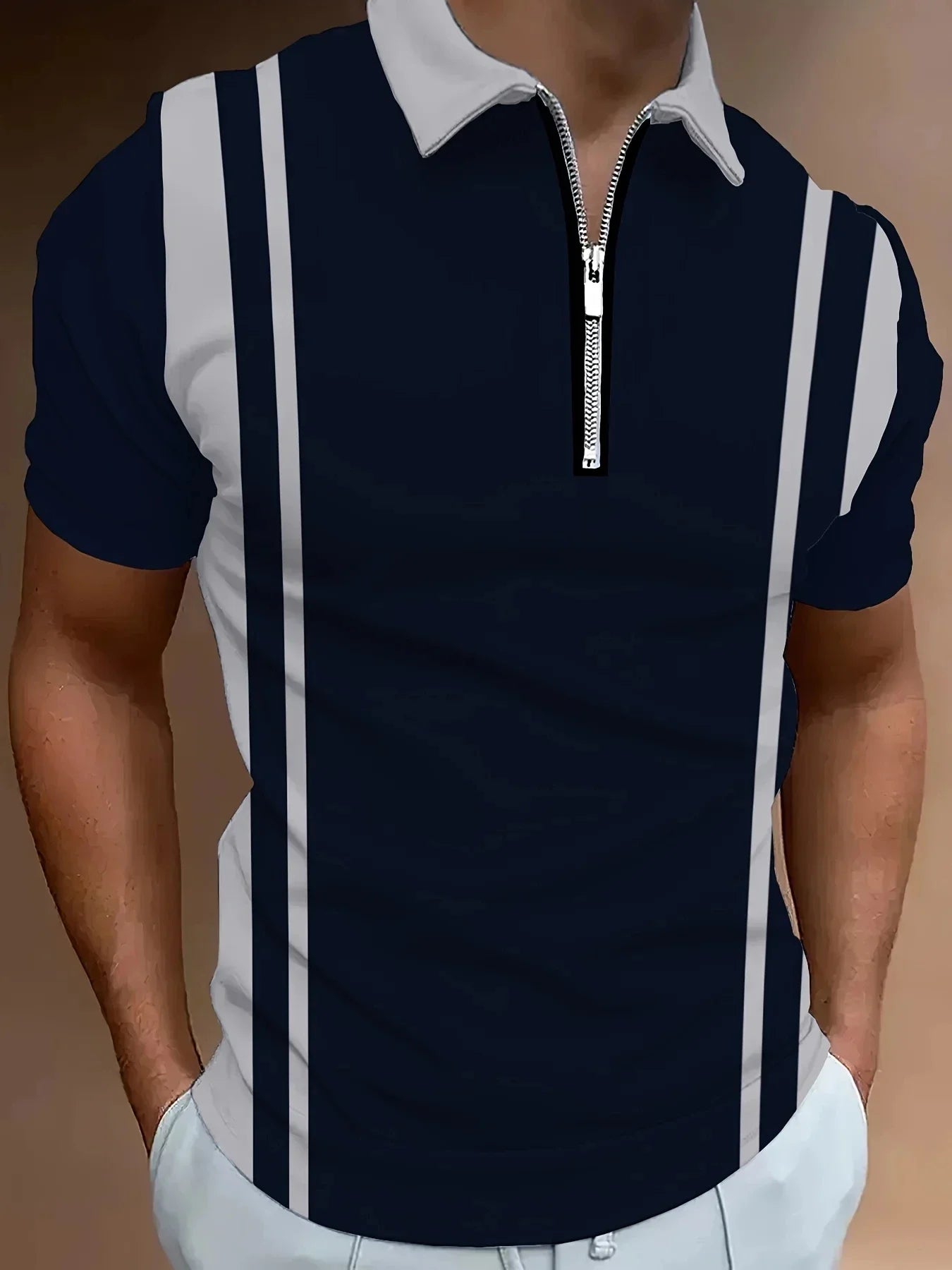 Men's Polo Shirt Fashionable Pocket Comfortable Contesting Color 3D Digital Printing Summer Outdoor Wear Popular Casual Clothing