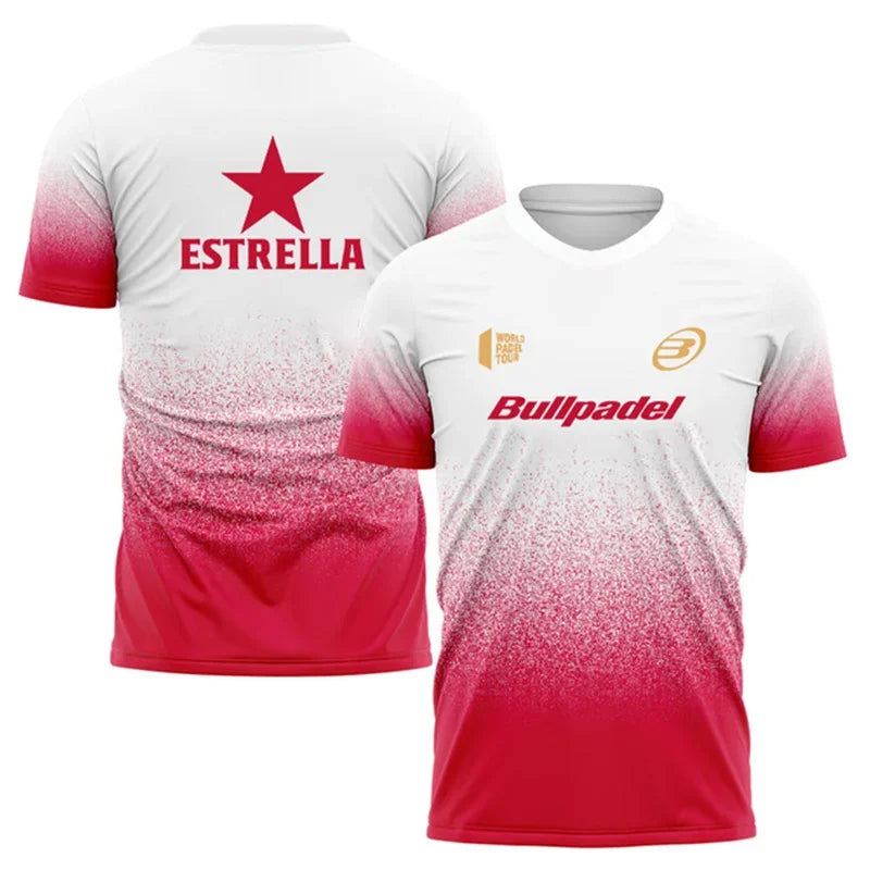 Fashion Gradient Harajuku Men's T Shirt Padel Tennis Sportswear Summer Outdoor Run Fitness Short Sleeve Fashion Oversized Tops