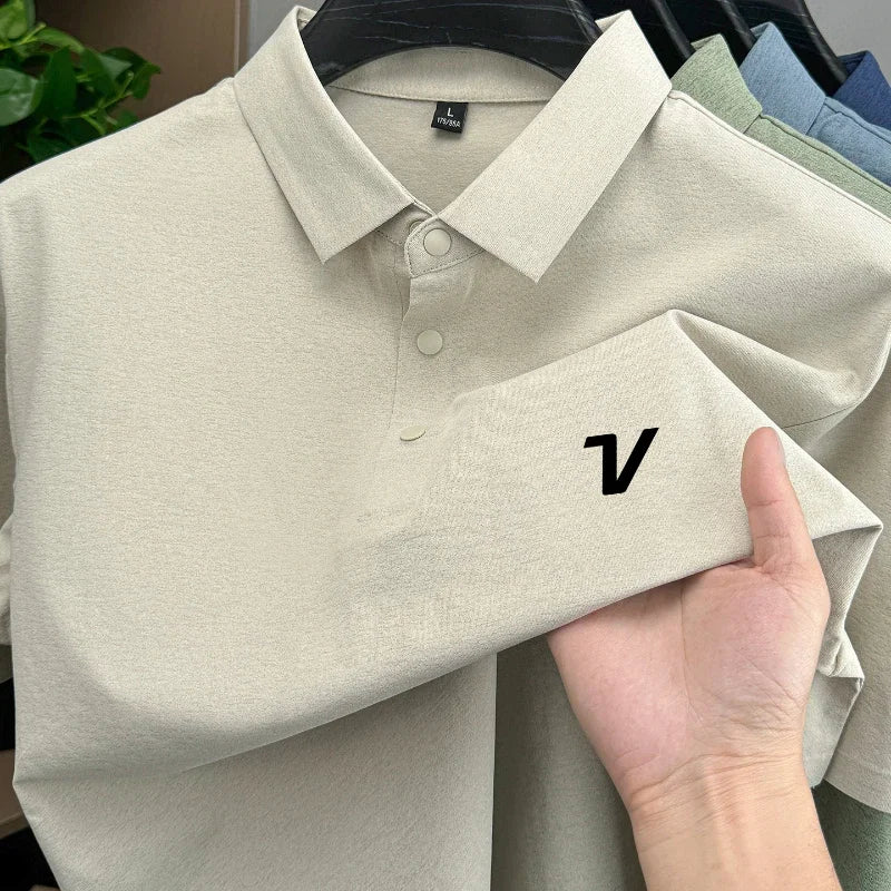 Men's Golf Polo Shirt Printed Short Sleeve Fashion Brand Top Summer New Cool and Comfortable Casual Collar Solid Color T-shirt