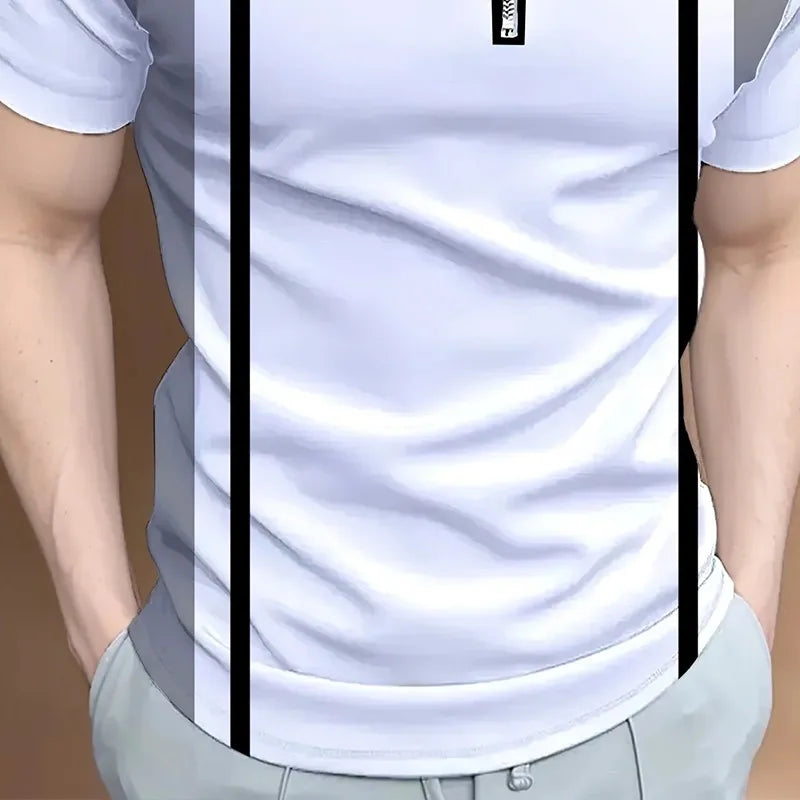 Men's Polo Shirt Fashionable Pocket Comfortable Contesting Color 3D Digital Printing Summer Outdoor Wear Popular Casual Clothing