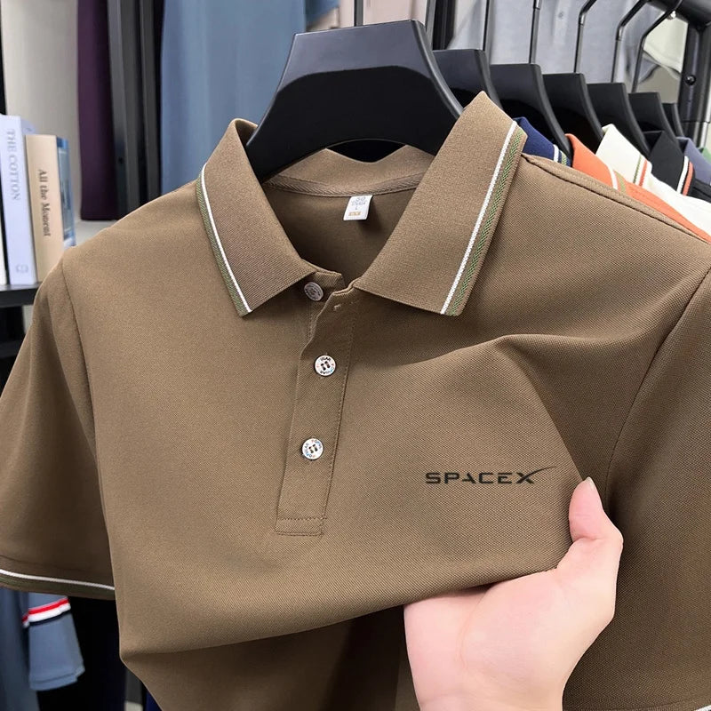 Men's Polo Shirt Breathable Casual Business Ice Feel Quick Dry Short Sleeve Summer Light Soft Anti-wrinkle Shirt Premium Style