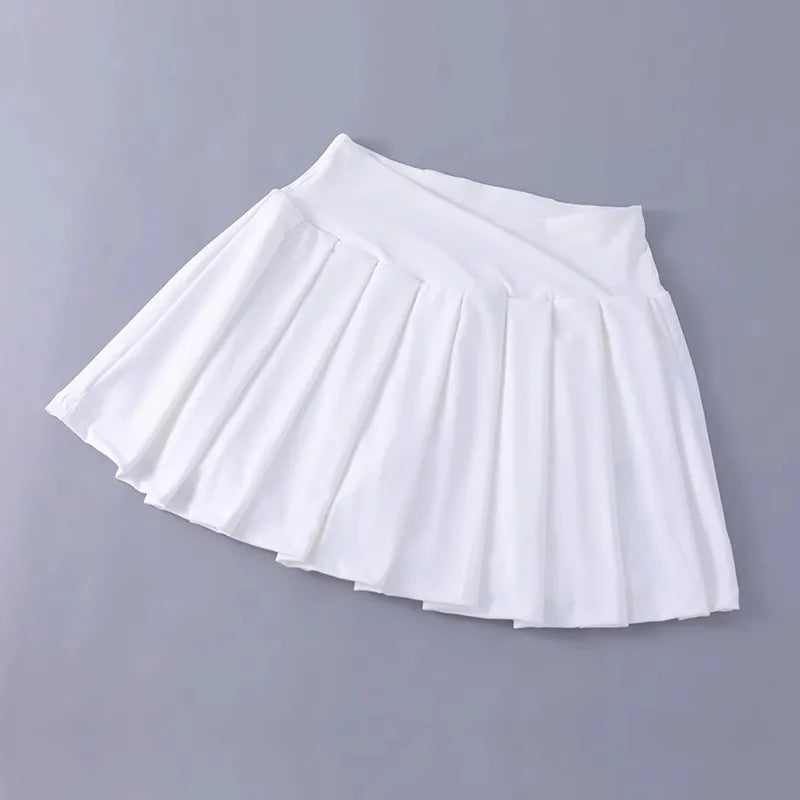 Women Tennis Pleated Skirt High Waisted Athletic Golf Skorts Workout   Sports Skirts With Shorts For Women