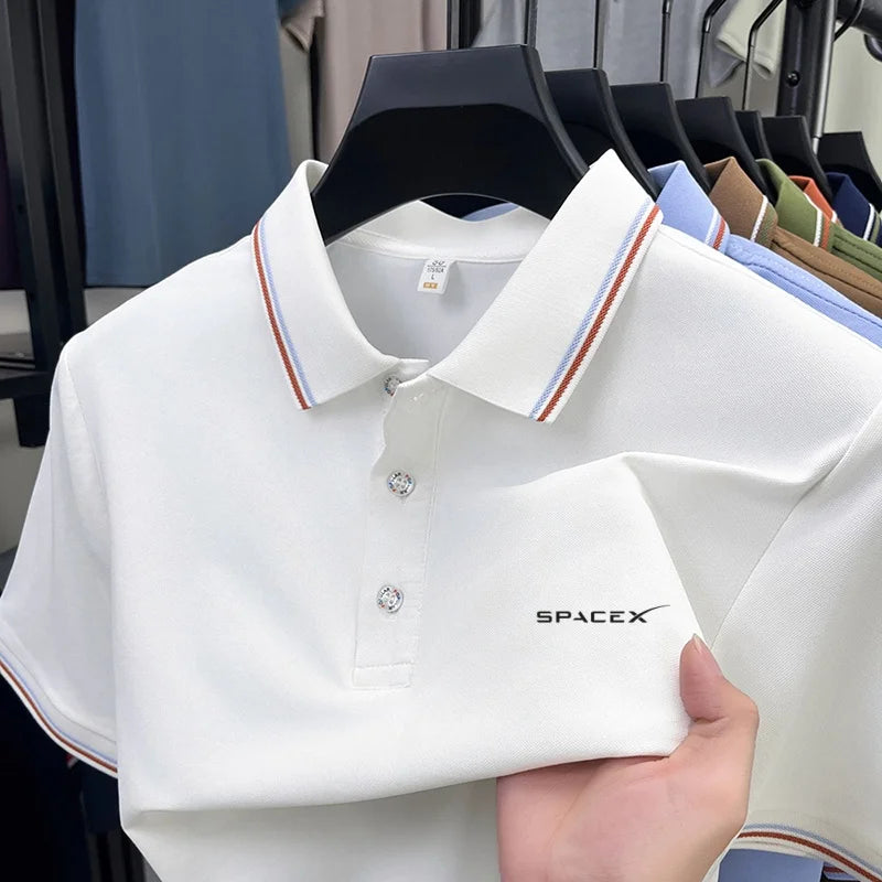 Men's Polo Shirt Breathable Casual Business Ice Feel Quick Dry Short Sleeve Summer Light Soft Anti-wrinkle Shirt Premium Style