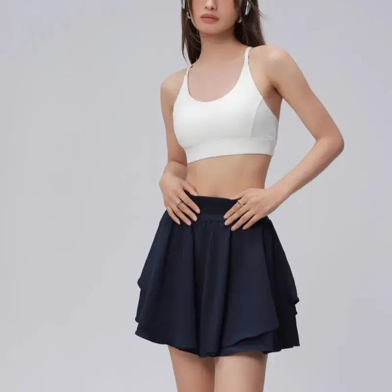 Women's High Waist Sports Short Skirt Quick Dry Built in Shorts Fitness Yoga Running Tennis Golf Wear Summer Sport Pantskirt